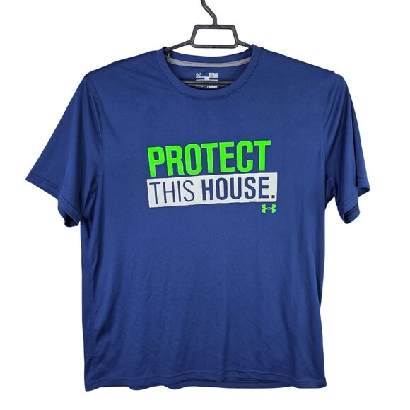 Mens Under Armour Loose Fit Blue Active T Shirt Short Sleeve Polyester Size XL - Picture 1 of 7